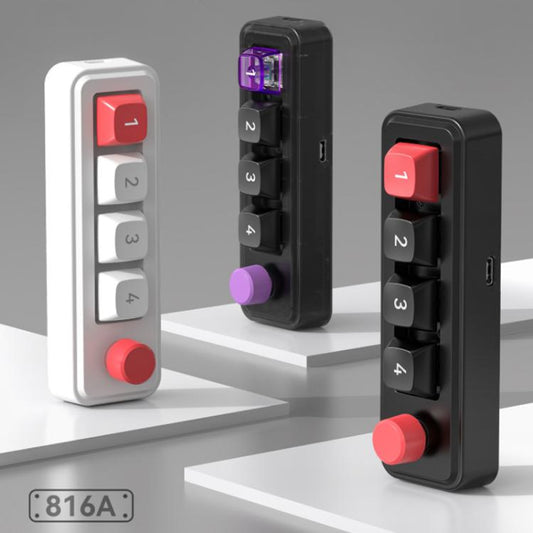 MKESPN 4-Key Macro Programmable Mechanical Gaming Keyboard With Dual USB-C Ports Hot-Swappable RGB Backlit 816A Black - Wired Keyboard by MKESPN | Online Shopping UK | buy2fix