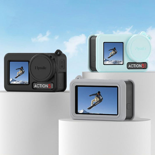For DJI Osmo Action 3 / 4 / 5 Pro Flymile Silicone Cover Sport Camera Lens Drop Cases(Blue) - Case & Bags by Flymile | Online Shopping UK | buy2fix