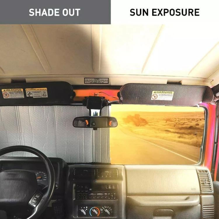 51.9 x 16.1inch For Jeep 2007-2017 Wrangler JK Car Front Windshield Sunshade(Black+Silver) - Window Foils & Solar Protection by buy2fix | Online Shopping UK | buy2fix