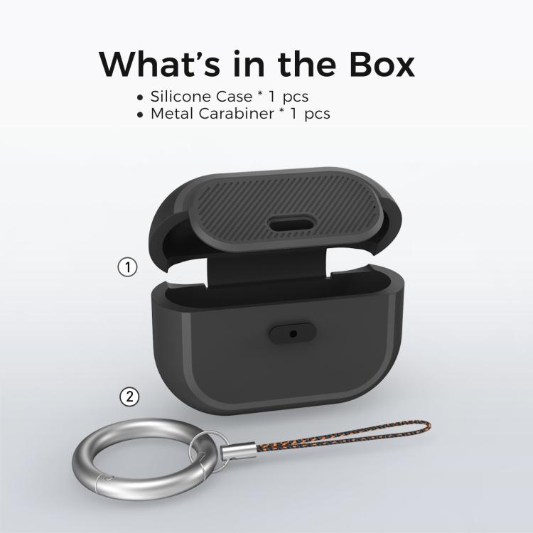 For AirPods Pro / Pro 2 AhaStyle JY17 Silicone Lock Protective Case(Black) - For AirPods Pro by AhaStyle | Online Shopping UK | buy2fix