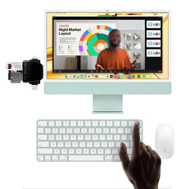 AJ-701 USB-A To USB-C / Type-C + Micro USB + 8 Pin 7-In-1 Universal Card Reader(White) - U Disk & Card Reader by buy2fix | Online Shopping UK | buy2fix