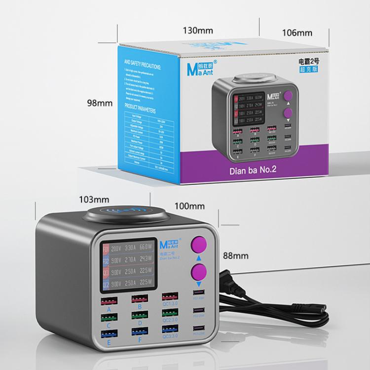 MaAnt DianBa No.2 USB Multi-port Mobile Phone Repair Desktop Charging Station EU Plug - Power Supply by MaAnt | Online Shopping UK | buy2fix