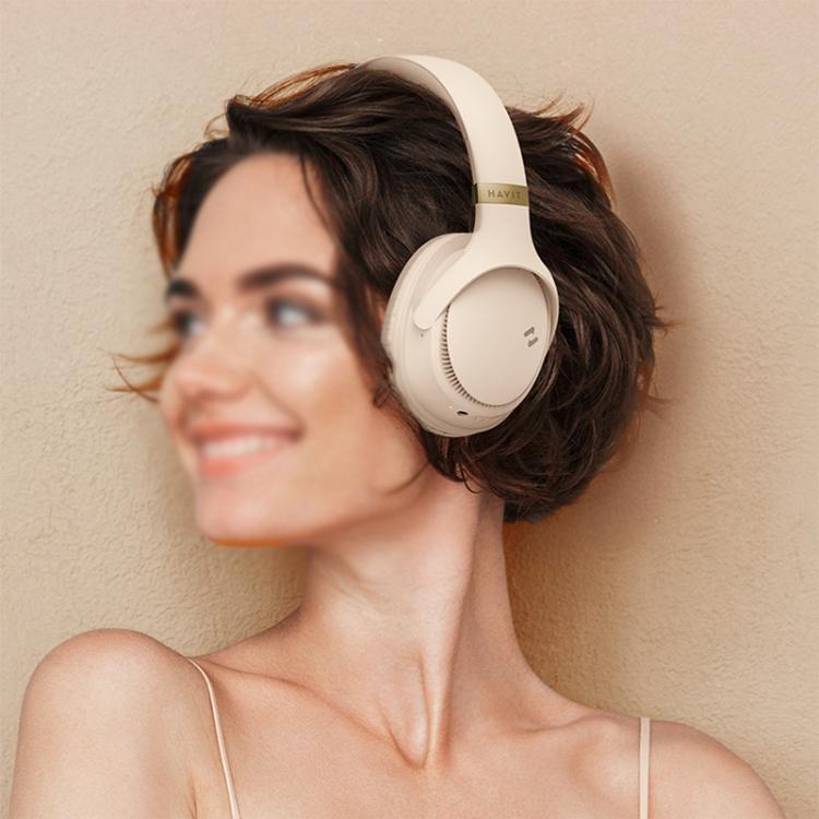 Havit H630BT Foldable Wireless Bluetooth Headset Music and Gaming Headset(Cream-color) - Headset & Headphone by Havit | Online Shopping UK | buy2fix