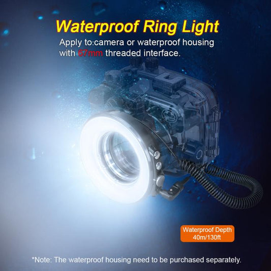 Sea Frogs SL-108 40m/130FT Underwater Photography Macro Ring Light(Black) - by Sea Frogs | Online Shopping UK | buy2fix