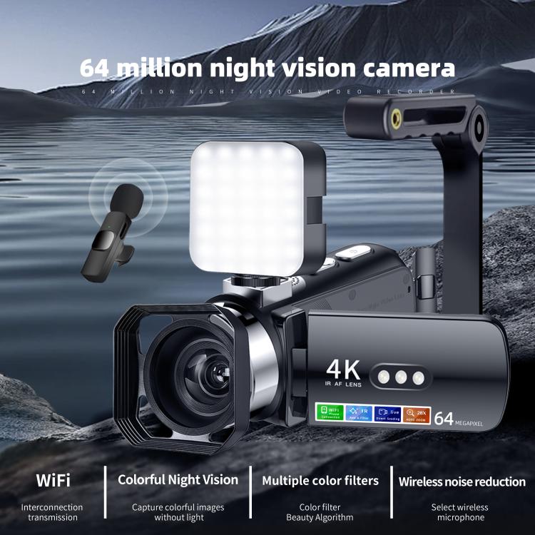 WiFi HD 4K Lightless Colorful Night Vision Digital Video Camera, Color: Red + Fill Light - Video Cameras by buy2fix | Online Shopping UK | buy2fix