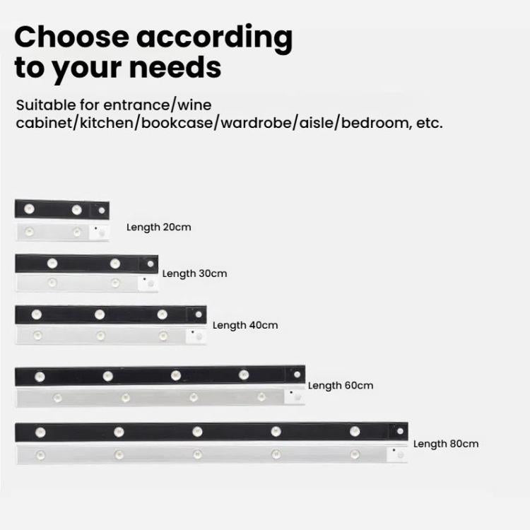 60cm Rechargeable Motion Sensor Light Bar Cabinet Wardrobe Lamp With Remote Control(Silver) - Sensor LED Lights by buy2fix | Online Shopping UK | buy2fix