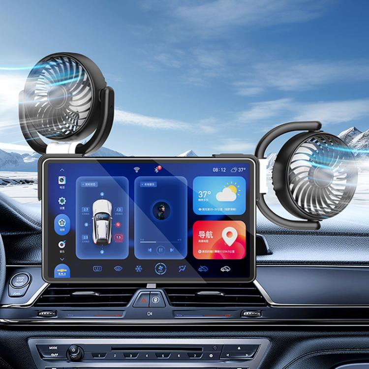 Car Three-way Folding Screen Corner Fan(Black White) - Heating & Fans by buy2fix | Online Shopping UK | buy2fix