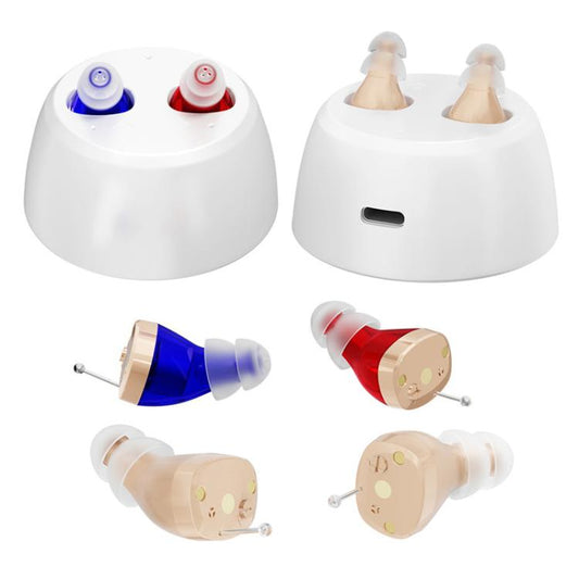 Portable Mini CIC Hearing Aid Invisible Rechargeable Sound Amplifier Collector(Red Blue Pairing) - Hearing Aids by buy2fix | Online Shopping UK | buy2fix