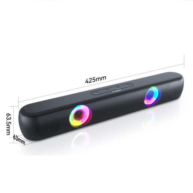 T-WOLF B320 TWS RGB Bluetooth 5.0 Speaker Desktop Soundbar Subwoofer Support USB / AUX / TF / FM(Black) - Desktop Speaker by T-WOLF | Online Shopping UK | buy2fix
