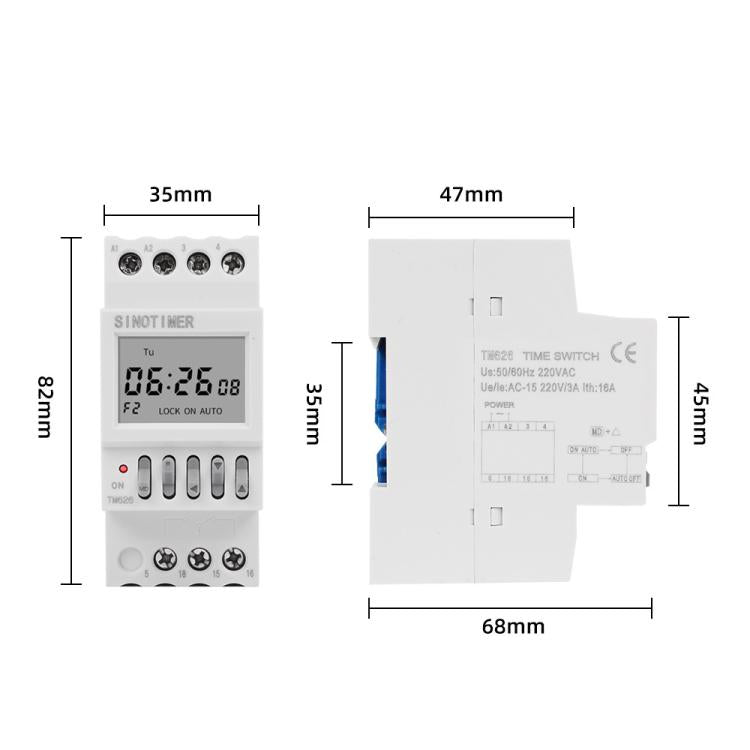 SINOTIMER TM626 2 Channel Timer Switch 220V 7 Days Weekly Programmable Timer - Switch by SINOTIMER | Online Shopping UK | buy2fix