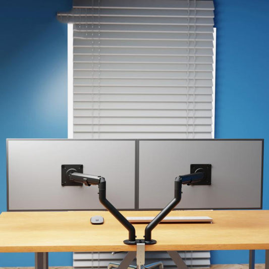 17-32 Inch Dual Monitor Mount Gas Spring 360 Degree Heavy Duty Floating Desk Arm(Black) - Laptop Stand by buy2fix | Online Shopping UK | buy2fix