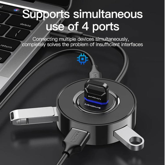 Mindpure US018 Computer Expansion USB2.0 4 Ports HUB, Length: 1m White - USB HUB by Mindpure | Online Shopping UK | buy2fix