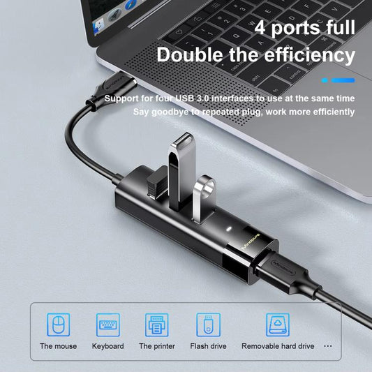 Mindpure US023 1m Type-C To 4-port USB3.0 Long Hub Docking Station Splitter - USB 3.0 HUB by Mindpure | Online Shopping UK | buy2fix
