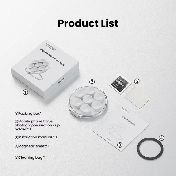 TELESIN MagSafe Suction Cup Mobile Phone Holder Mirror Glass Selfie Mount Portable Silicone Ring Holder(White) - Ring Holder by TELESIN | Online Shopping UK | buy2fix