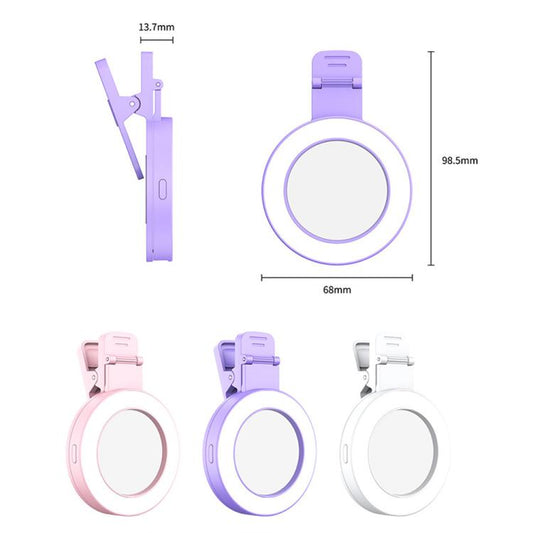 Foldable Clip-type Mobile Phone Rear Selfie Mirror Fill Light, Color: White with Remote Control - Selfie Light by buy2fix | Online Shopping UK | buy2fix