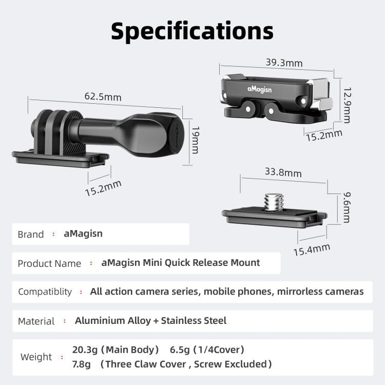 aMagisn Mini Quick Release Mount for Sports Cameras, Spec: 1/4 Upper Cover - Quick Release Plate by aMagisn | Online Shopping UK | buy2fix