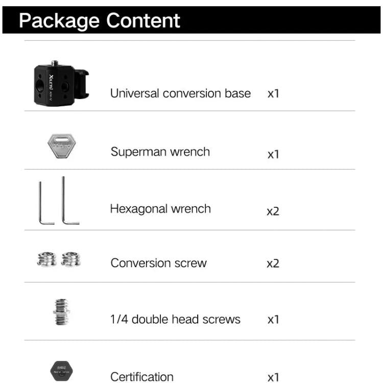 XILETU Tripod Screw Hole Adapter with Cold Shoe 3/8 inch 1/4 inch Thread Holes ARRI Positioning Hole - Other Accessories by XILETU | Online Shopping UK | buy2fix
