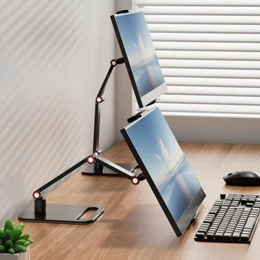 3-session Phone Tablet Monitor Desktop Stand Height and Angle Adjustable Bracket for Screen Within 17.3 Inch - Desktop Holder by buy2fix | Online Shopping UK | buy2fix