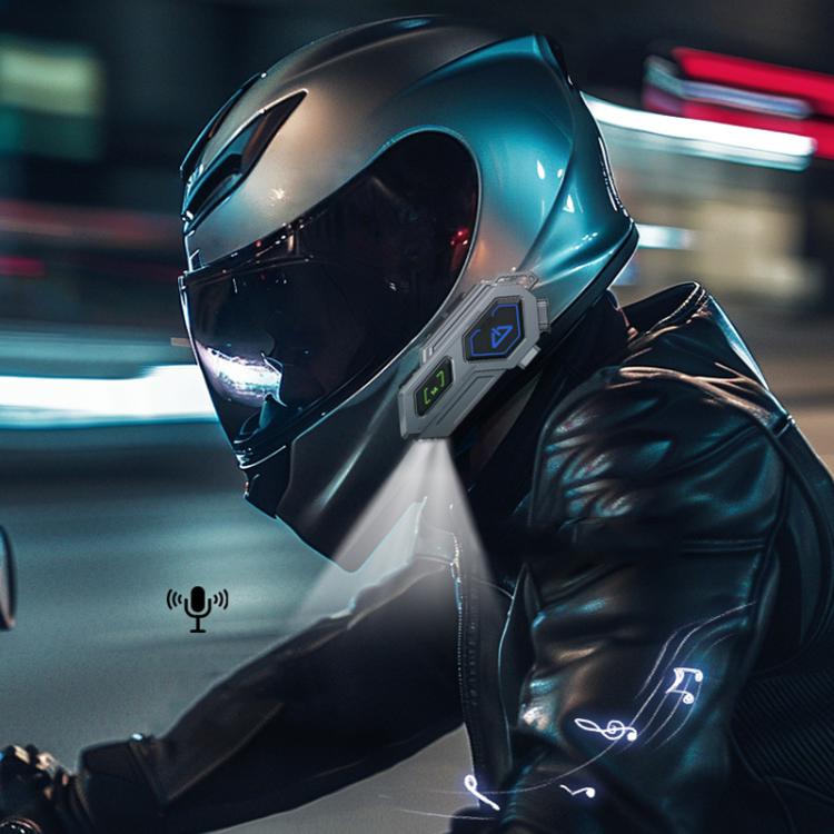 C8Pro IPX7 Waterproof Two-Person Intercom Helmet Bluetooth Headset With Flashlight, Spec: Soft and Hard Mics - Motorcycle Walkie Talkie by buy2fix | Online Shopping UK | buy2fix