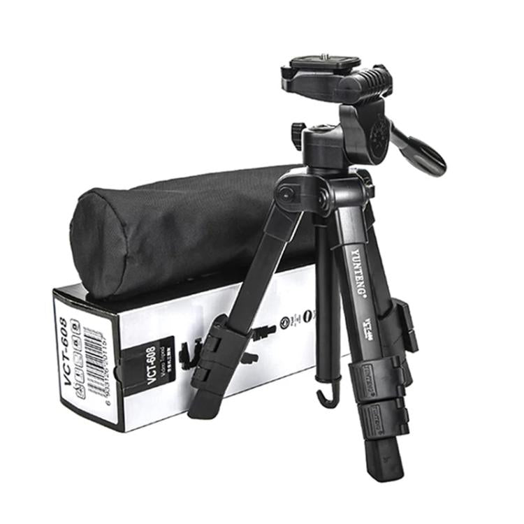 YUNTENG VCT-608 Adjustable Camera Tripod 11.8-25.4 Inch With 360 Degree Rotating 3-Way Pan Head & Gravity Hook(Black) - Tripods by YUNTENG | Online Shopping UK | buy2fix