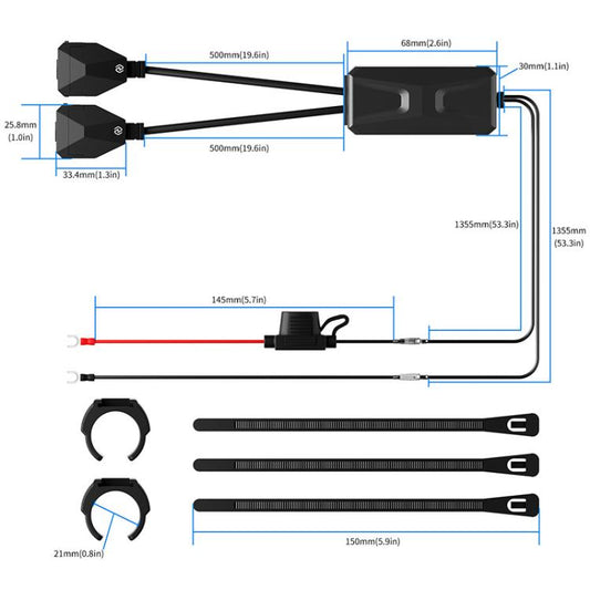 WUPP 2 in 1 QC3.0 Waterproof PD Fast Charging Motorcycle Mobile Phone USB Charger(Boxed) - Battery Charger by WUPP | Online Shopping UK | buy2fix