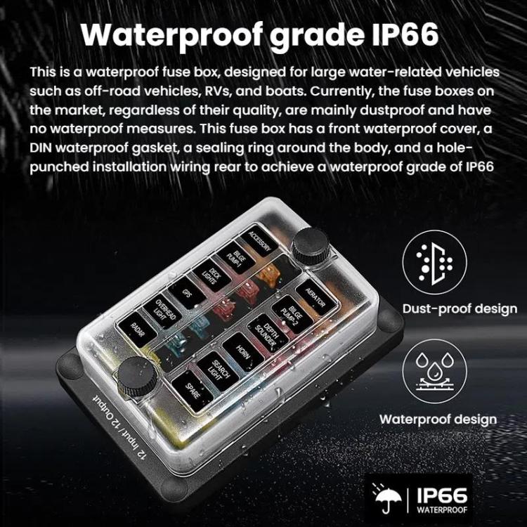 One In And One Out 12-Way Fuse Box LED Indicator With Sticker(ZH-1704B2) - Fuse by buy2fix | Online Shopping UK | buy2fix