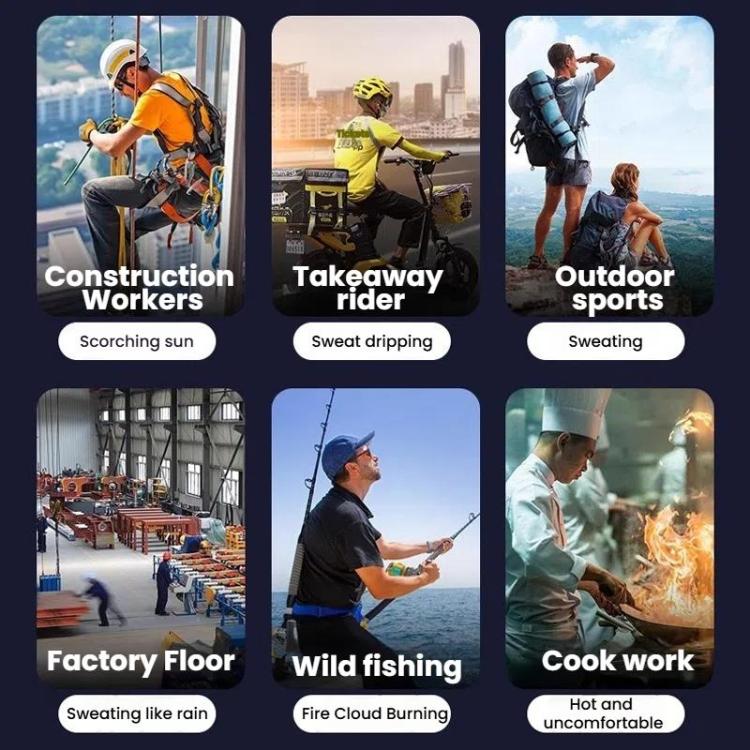 Portable Outdoor Hanging Waist Fan 100 Speeds Cooling Camping Neck Fan Long Life Charging Cooler(Green) - Electric Fans by buy2fix | Online Shopping UK | buy2fix