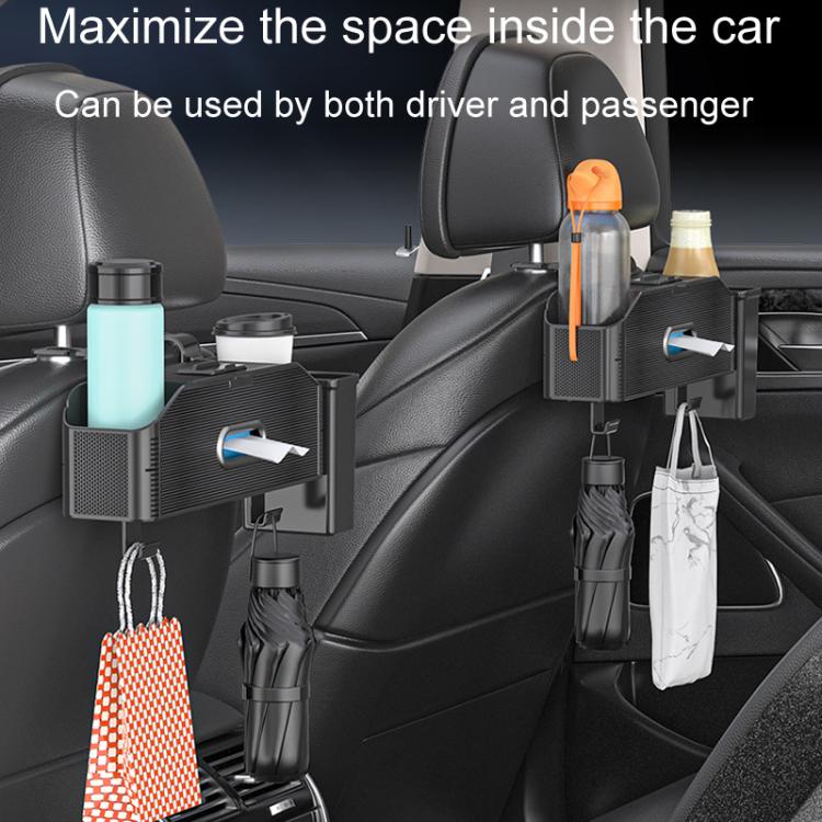 Car Seat Back Multifunctional Storage Box Pouch Phone Holder(Black Leather) - Stowing Tidying by buy2fix | Online Shopping UK | buy2fix