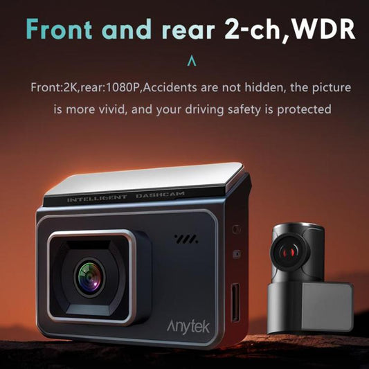 Anytek T2 PRO 3.0 Inch 2K HD Night Vision Recorder Hidden Car Camera Front And Rear Dual Recording(Without Memory) - Car DVRs by Anytek | Online Shopping UK | buy2fix