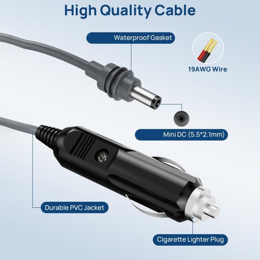 EDUP EP-SK0101 3m Mini Car Charger Cigarette Lighter To DC5.5 x 2.1mm Car Waterproof Power Cable - Cigar Socket by EDUP | Online Shopping UK | buy2fix