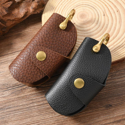 Vintage Pebbled Leather Key Holder - Genuine Leather Keychain Organizer with Belt Clip Car Key Accessories(Black) - Key Rings by buy2fix | Online Shopping UK | buy2fix