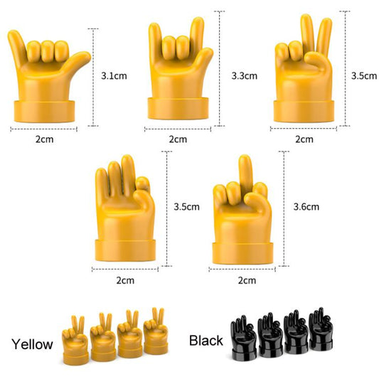 4pcs /Set Car Gesture Valve Tire Decorative Rubber Cap, Color: Black Yeah - Tire Valve Caps by buy2fix | Online Shopping UK | buy2fix