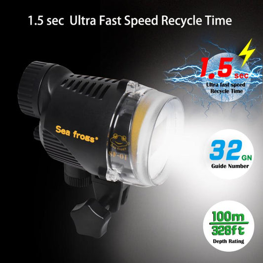 Sea Frogs SF-01 100M/328FT Underwater Strobe For Diving Photography(Black) - Shoe Mount Flashes by Sea Frogs | Online Shopping UK | buy2fix