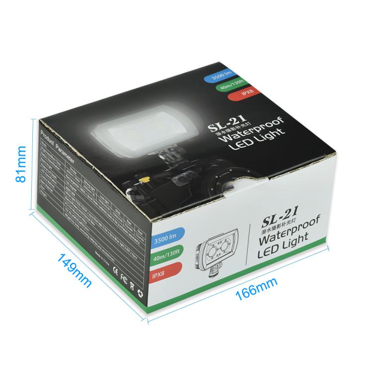 Sea Frogs SL-21 3500 Lumen 40m/130ft Waterproof Video Light For Diving Photo(Black) - by Sea Frogs | Online Shopping UK | buy2fix