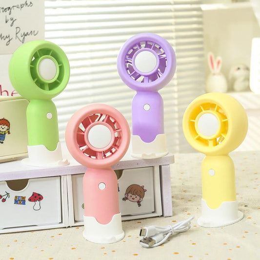 Handheld Rechargeable Fan Outdoor Camping Cooling Fan With Phone Holder Base(Pink) - Electric Fans by buy2fix | Online Shopping UK | buy2fix