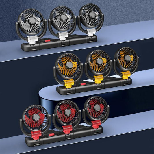 F4505 Car Triple-Head Rotatable Fan Auto 3-Way Folding Fan, Style: Cigarette Lighter Port 12V - Heating & Fans by buy2fix | Online Shopping UK | buy2fix