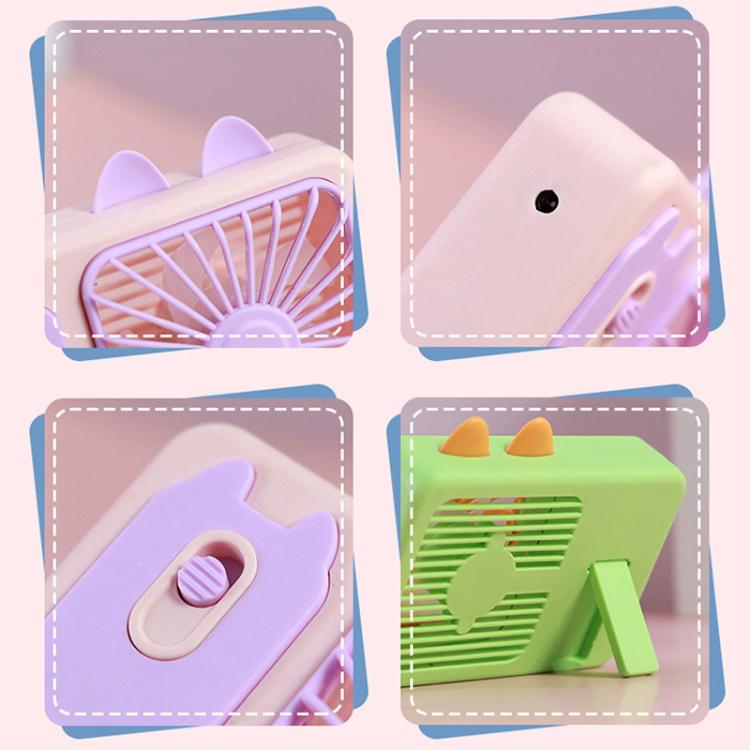 Cute Cartoon Kitten Camera Handheld Large Wind Rechargeable Fan With Stand Desktop Fan(Pink) - Electric Fans by buy2fix | Online Shopping UK | buy2fix