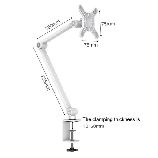 Rotating Aluminum Portable Monitor Stand Tablet Universal Folding Lifting Desktop Holder(Table Clamp White) - Lazy Bracket by buy2fix | Online Shopping UK | buy2fix