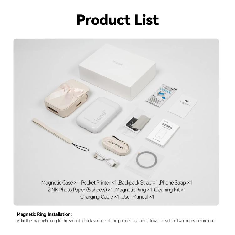 TELESIN Portable Instant Photo Printer With Magnetic Bag & Self-Adhesive Photo Paper For Travel & Memories(White) - Photo Printers by Huawei | Online Shopping UK | buy2fix