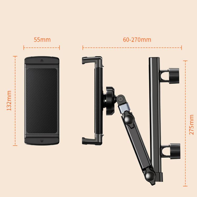 Telescopic Car Rear Pillow Phone Tablet Holder 2-Section Folding Headrest Bracket(Iron Wire Type) - Universal Car Holders by buy2fix | Online Shopping UK | buy2fix