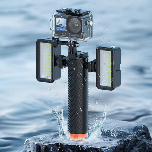 Buoyant Anti-Sink Dive Handle With Dual Cold Shoe Mounts for Action Cameras(Orange) - Floating Grip & Ball by buy2fix | Online Shopping UK | buy2fix
