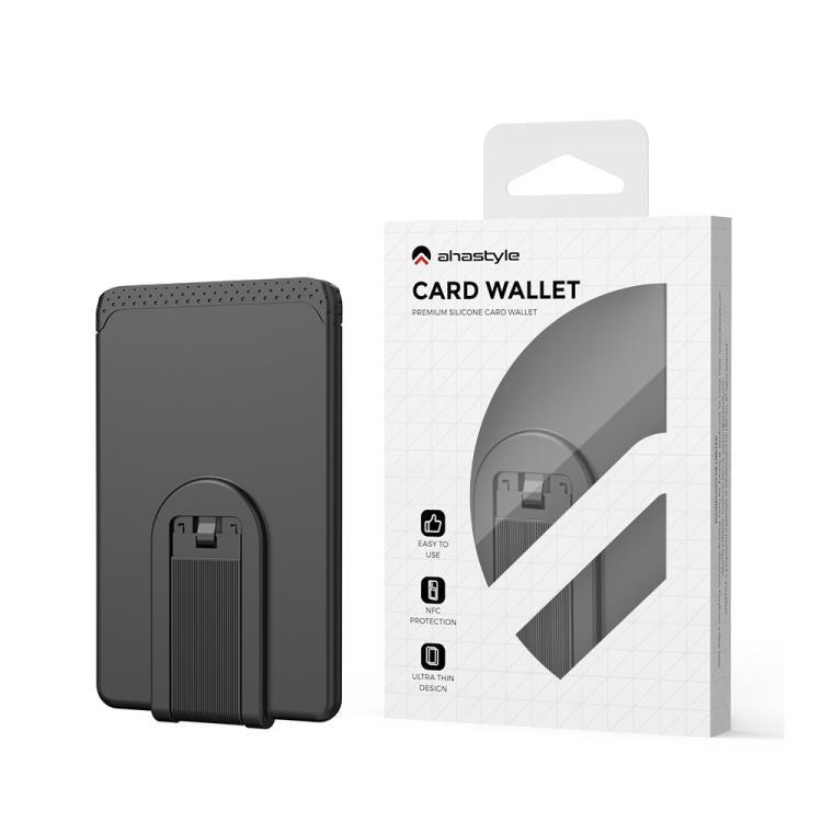 AhaStyle WG133 Adhesive Silicone Cell Phone Card Holder Phone Back Sticker Storage Bag(Black) - Adhesive Card Holders by AhaStyle | Online Shopping UK | buy2fix