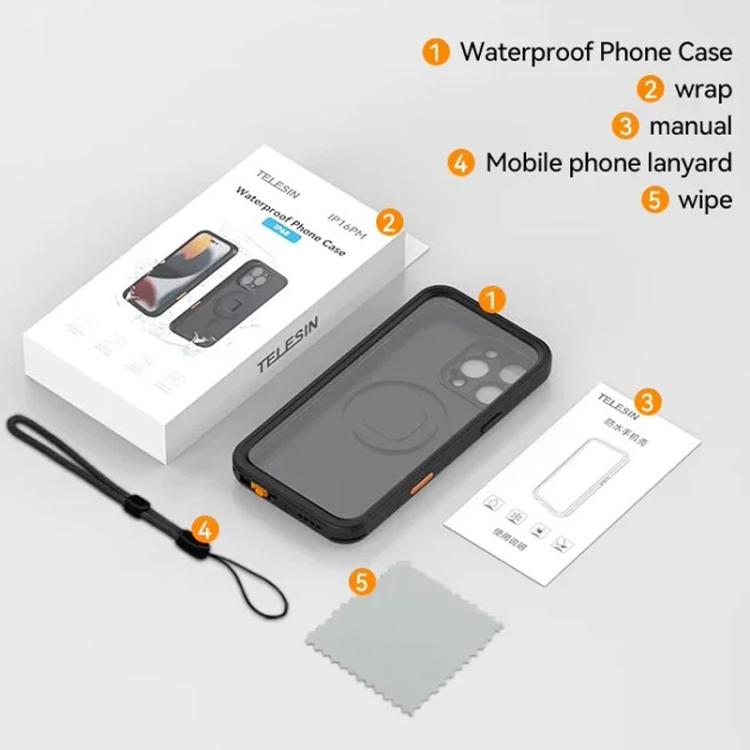 For iPhone 16 Pro TELESIN IP68 Waterproof Case Submersible Touchscreen Phone Cover - iPhone 16 Pro Cases by TELESIN | Online Shopping UK | buy2fix