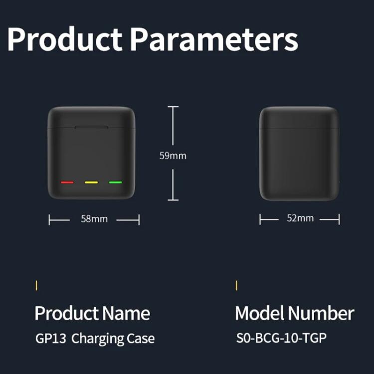 For GoPro HERO13 Black TELESIN 3 Slots Charging Case Compact Storage Box(Black) - Charger by TELESIN | Online Shopping UK | buy2fix