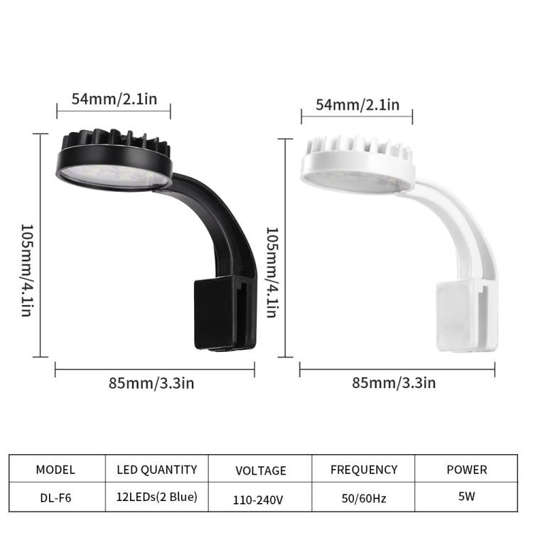 110V 5W Blue White Aquarium LED Clip Light with 12 LEDs USB Powered Mini Fish Tank Light for Aquatic Plants, Water Grass & Small Tanks(Black) - Fish Tank Lamps by buy2fix | Online Shopping UK | buy2fix