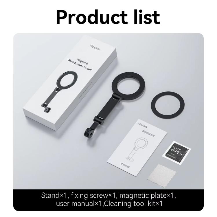 TELESIN Mobile Phone Magnetic Stand Two Claw Adapter Compatible with Chest Strap, Backpack Clip, Neck Mount(Black) - Stand by TELESIN | Online Shopping UK | buy2fix