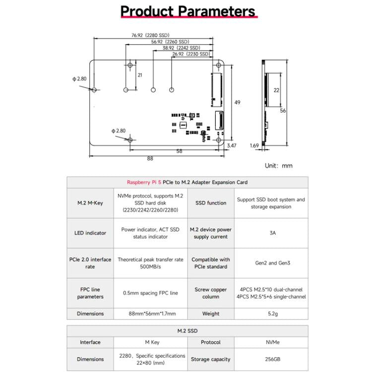 Yahboom PCIe To M.2 Adapter Expansion Board For Raspberry Pi 5 NVMe Expansion Board, Spec: Separate Board - Raspberry Pi Accessories by Yahboom | Online Shopping UK | buy2fix