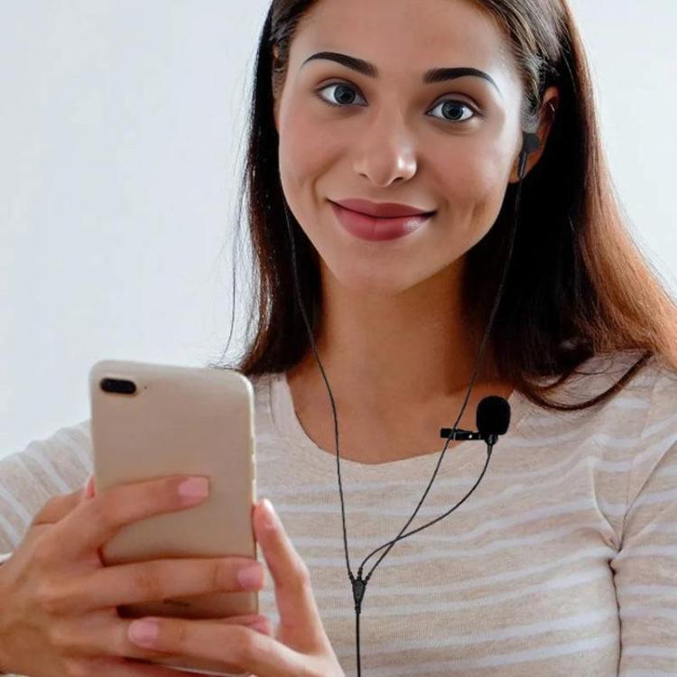 3.5mm TRRS Lapel Microphone With Earphone Stereo Live Monitoring Headphones 1.5m - Microphone by buy2fix | Online Shopping UK | buy2fix