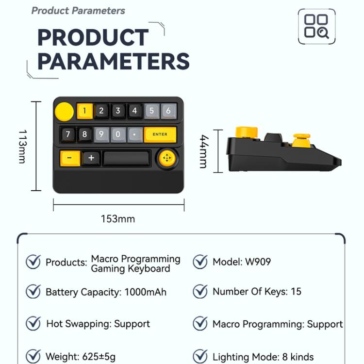 15-Key Wireless Tri-Mode Mechanical Gaming Keyboard Hot-Swappable, RGB Backlit, Macro Programmable(White) - Mini Keyboard by MKESPN | Online Shopping UK | buy2fix