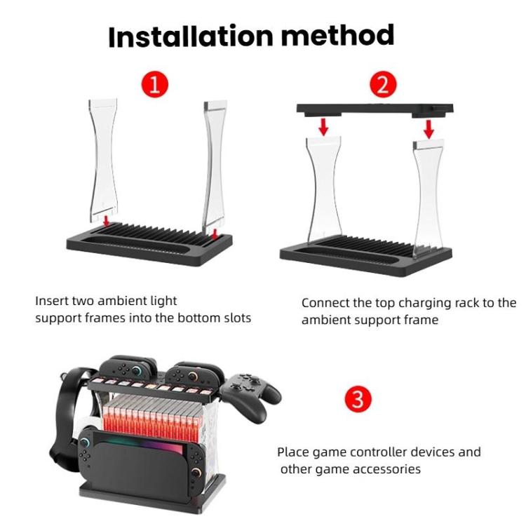 For Nintendo Switch 2 Joy-Con Multi-Functional Holder Charging Station with RGB Lights 25 Game Card Storage - Charger & Power by buy2fix | Online Shopping UK | buy2fix